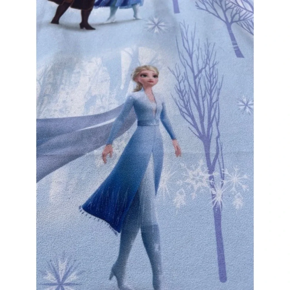 Disney Frozen II Blanket Throw 64x184 Blue EUC Anna Elsa Olaf Winter Forest 2019